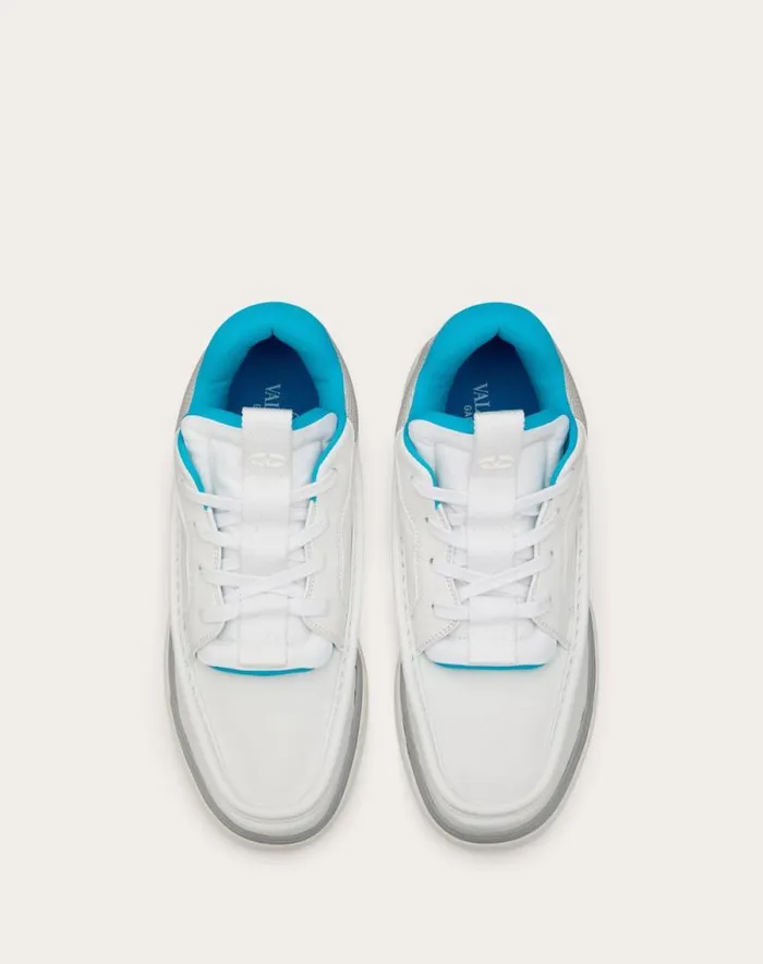 Valentino Sneakers Man Calfskin Leather Midtop Runboot Sneaker For Man In White White Valentino Sneakers Man Calfskin Leather Midtop Runboot Sneaker For Man In White White
