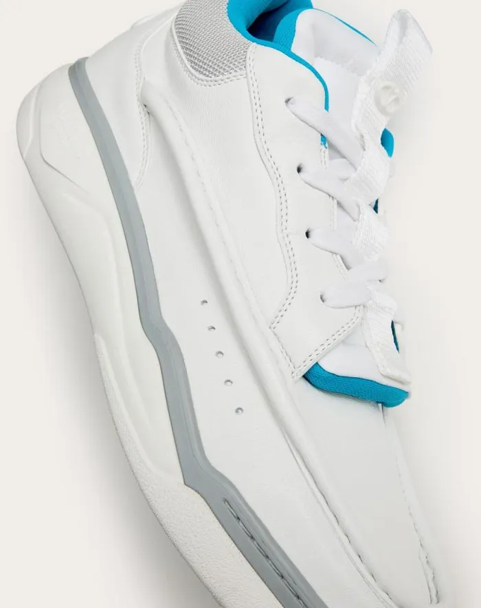 Valentino Sneakers Man Calfskin Leather Midtop Runboot Sneaker For Man In White White Valentino Sneakers Man Calfskin Leather Midtop Runboot Sneaker For Man In White White