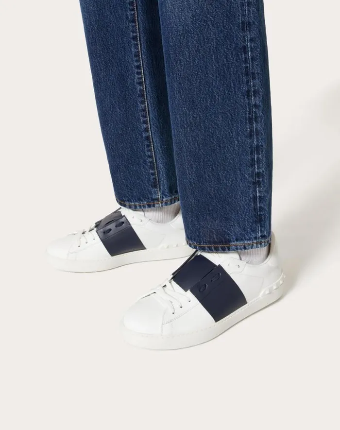 Valentino Sneakers Man Calfskin Open Sneaker For Man In White Black White Black Valentino Sneakers Man Calfskin Open Sneaker For Man In White Black White Black