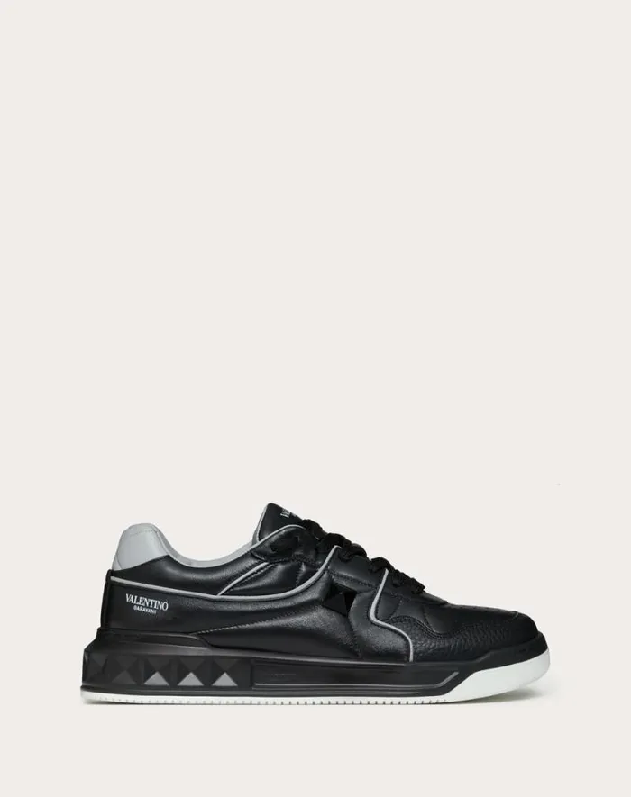 Valentino Sneakers Man One Stud Lowtop Nappa Sneaker For Man In Blackgray Blackgray Valentino Sneakers Man One Stud Lowtop Nappa Sneaker For Man In Blackgray Blackgray