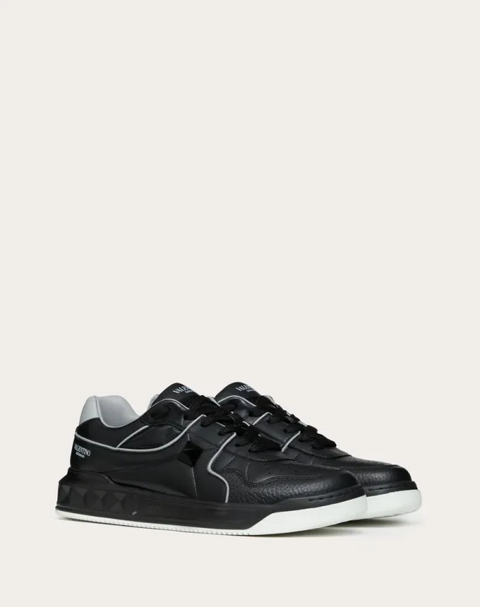 Valentino Sneakers Man One Stud Lowtop Nappa Sneaker For Man In Blackgray Blackgray Valentino Sneakers Man One Stud Lowtop Nappa Sneaker For Man In Blackgray Blackgray