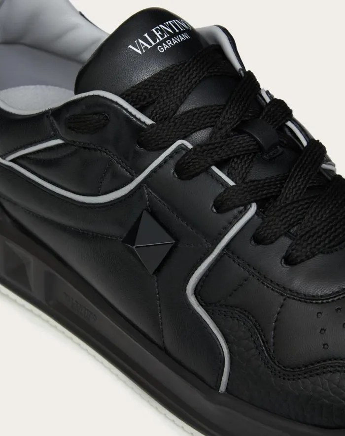 Valentino Sneakers Man One Stud Lowtop Nappa Sneaker For Man In Blackgray Blackgray Valentino Sneakers Man One Stud Lowtop Nappa Sneaker For Man In Blackgray Blackgray
