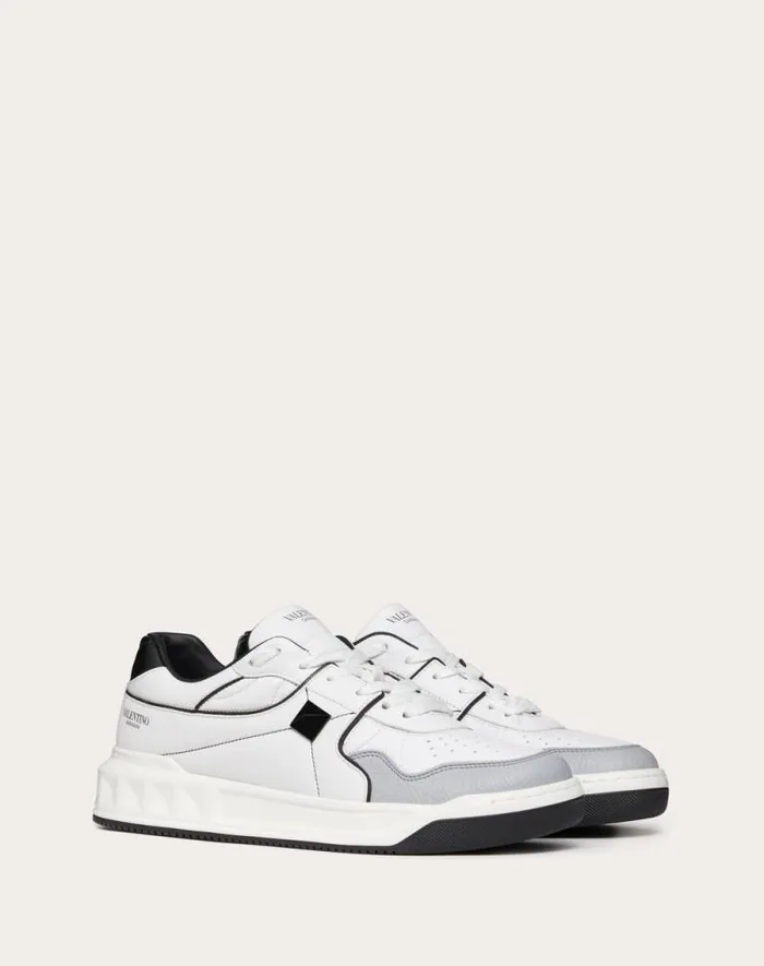 Valentino Sneakers Man One Stud Lowtop Nappa Sneaker For Man In Blackgray Blackgray Valentino Sneakers Man One Stud Lowtop Nappa Sneaker For Man In Blackgray Blackgray