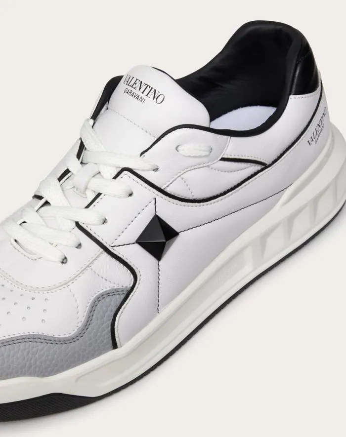 Valentino Sneakers Man One Stud Lowtop Nappa Sneaker For Man In Blackgray Blackgray Valentino Sneakers Man One Stud Lowtop Nappa Sneaker For Man In Blackgray Blackgray