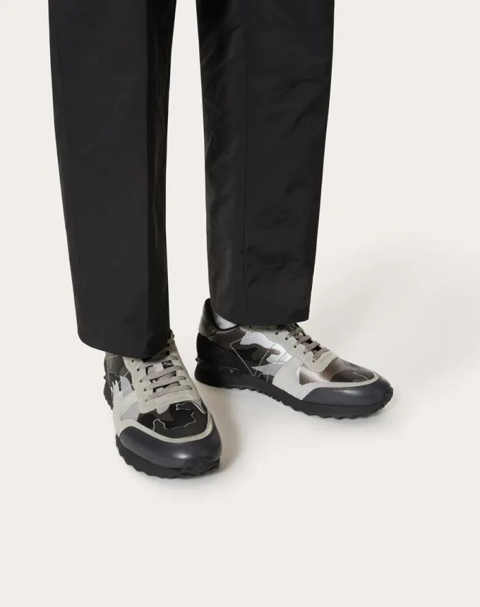 Valentino Sneakers Man Rockrunner Camouflage Laminated Sneaker For Man In Greyrutheniumgreyoliveblack Greyrutheniumgreyoliveblack Valentino Sneakers Man Rockrunner Camouflage Laminated Sneaker For Man In Greyrutheniumgreyoliveblack Greyrutheniumgreyoliveblack