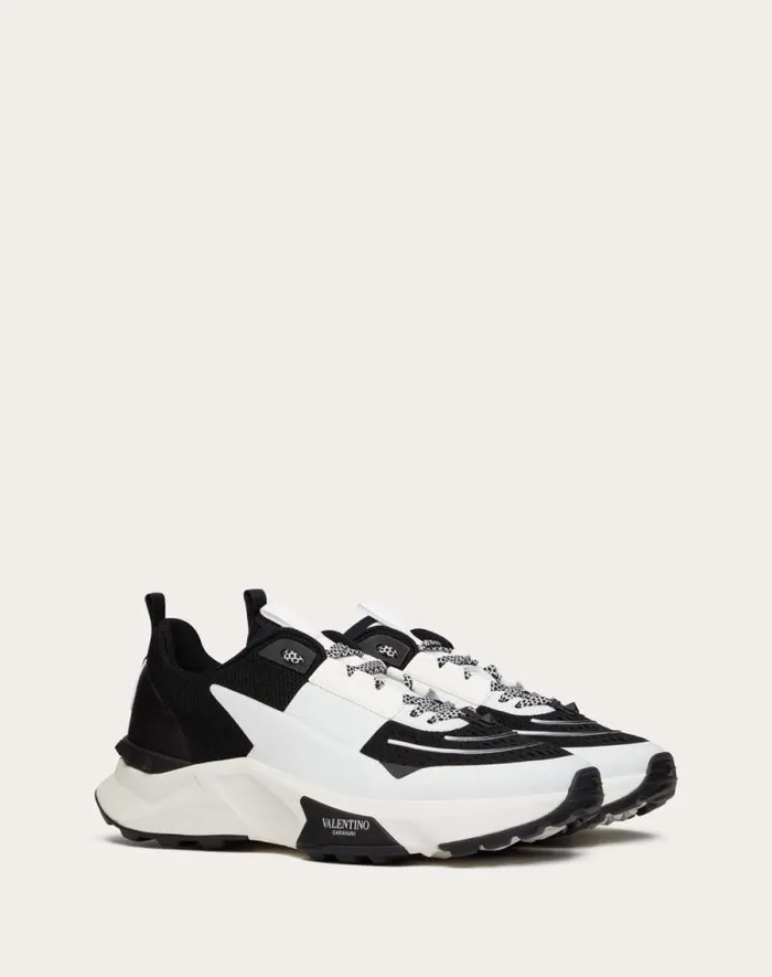 Valentino Sneakers Man True Act Low Top Sneaker In Mesh And Rubberized Fabric For Man In Black Black Valentino Sneakers Man True Act Low Top Sneaker In Mesh And Rubberized Fabric For Man In Black Black