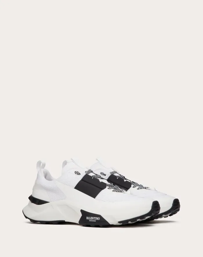 Valentino Sneakers Man True Act Low Top Sneaker In Mesh And Rubberized Fabric For Man In Black Black Valentino Sneakers Man True Act Low Top Sneaker In Mesh And Rubberized Fabric For Man In Black Black