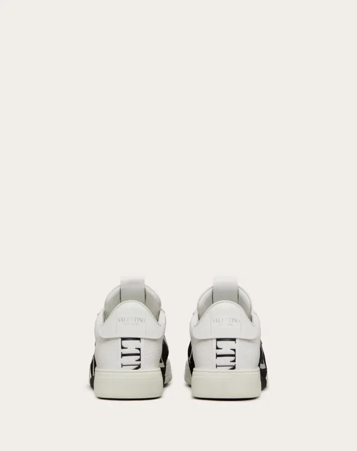 Valentino Sneakers Man Vl7n Lowtop Sneakers In Calfskin And Mesh Fabric With Bands For Man In White Black White Black Valentino Sneakers Man Vl7n Lowtop Sneakers In Calfskin And Mesh Fabric With Bands For Man In White Black White Black