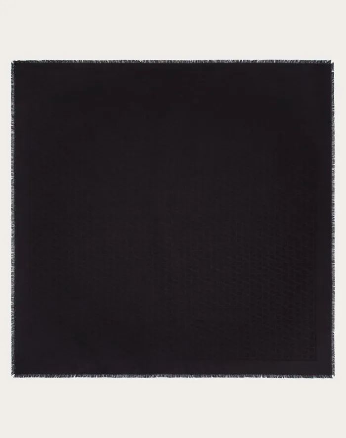 Valentino Soft Accessories Woman Toile Iconographe Wool And Silk Shawl For Woman In Navy Navy