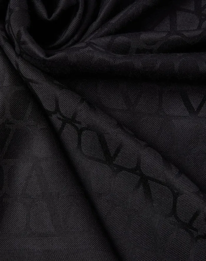 Valentino Soft Accessories Woman Toile Iconographe Wool And Silk Shawl For Woman In Navy Navy Valentino Soft Accessories Woman Toile Iconographe Wool And Silk Shawl For Woman In Navy Navy
