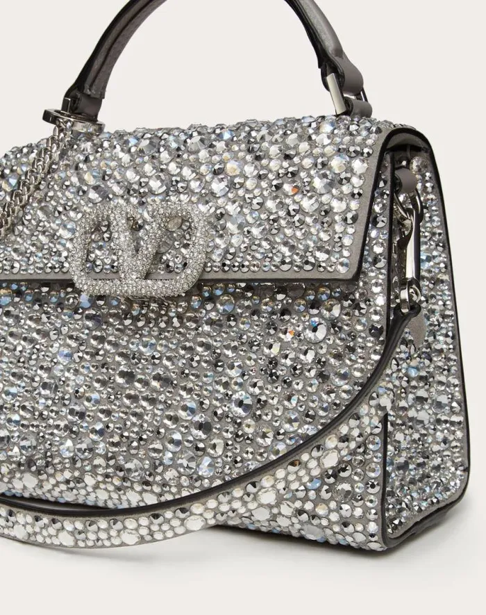 Valentino Top Handle Bags Woman Mini Vsling Handbag With Sparkling Embroidery For Woman In Crystal Crystal Valentino Top Handle Bags Woman Mini Vsling Handbag With Sparkling Embroidery For Woman In Crystal Crystal