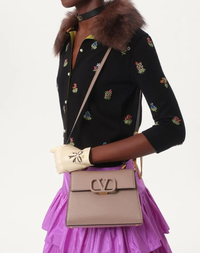 Valentino Top Handle Bags Woman Small Vsling Grainy Calfskin Handbag For Woman In Clayrose Quartz Clayrose Quartz Valentino Top Handle Bags Woman Small Vsling Grainy Calfskin Handbag For Woman In Clayrose Quartz Clayrose Quartz