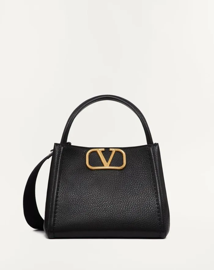 Valentino Top Handle Bags Woman Valentino Garavani Alltime Medium Handbag In Grainy Calfskin For Woman In Black Black Valentino Top Handle Bags Woman Valentino Garavani Alltime Medium Handbag In Grainy Calfskin For Woman In Black Black