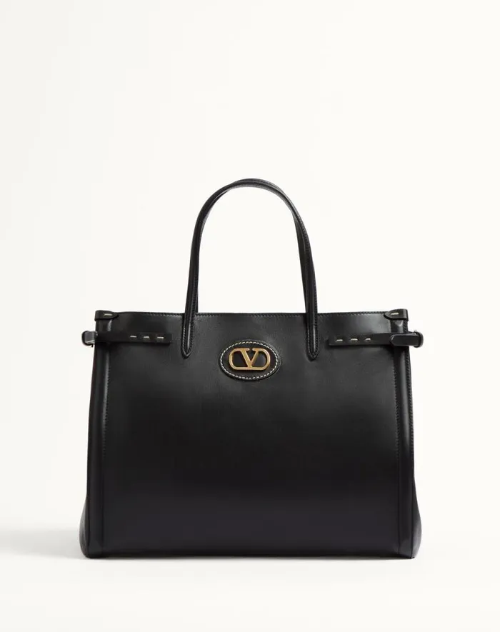 Valentino Totes Man Valentino Garavani Antibes Medium Leather Shopping Bag For Man In Black Black Valentino Totes Man Valentino Garavani Antibes Medium Leather Shopping Bag For Man In Black Black