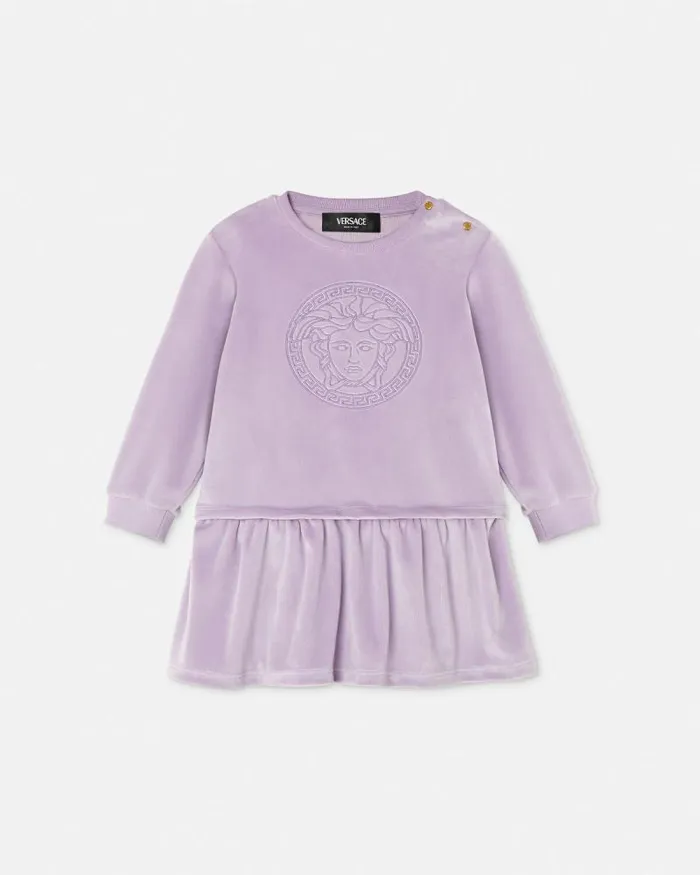 Velvet Medusa Baby Dress Lilac Children Versace Clothing