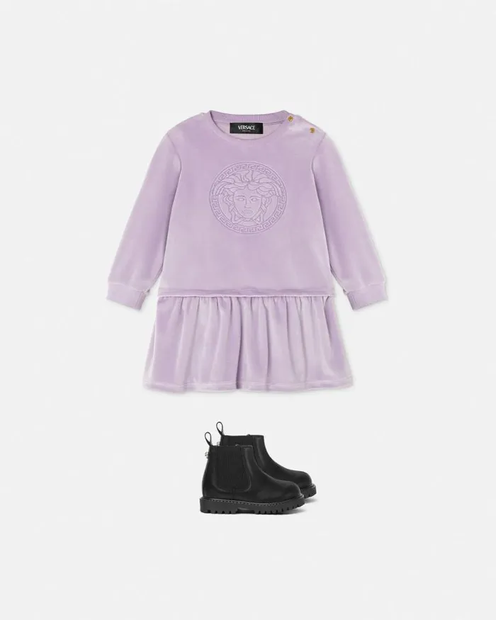 Velvet Medusa Baby Dress Lilac Children Versace Clothing