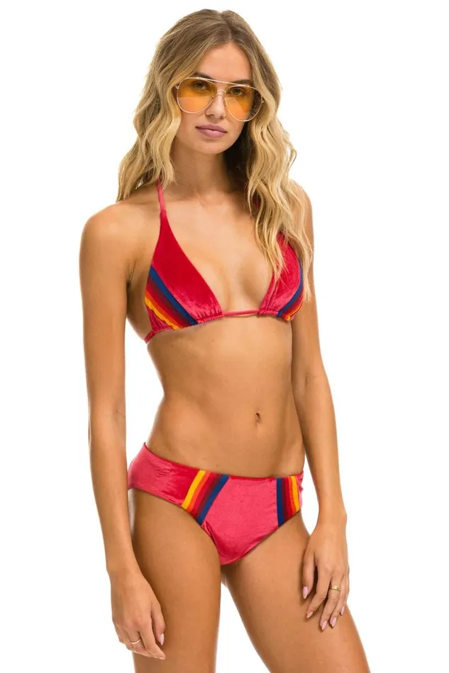 Velvet Triangle Bikini Top 8211 Red Women Aviator Nation Swim Tops