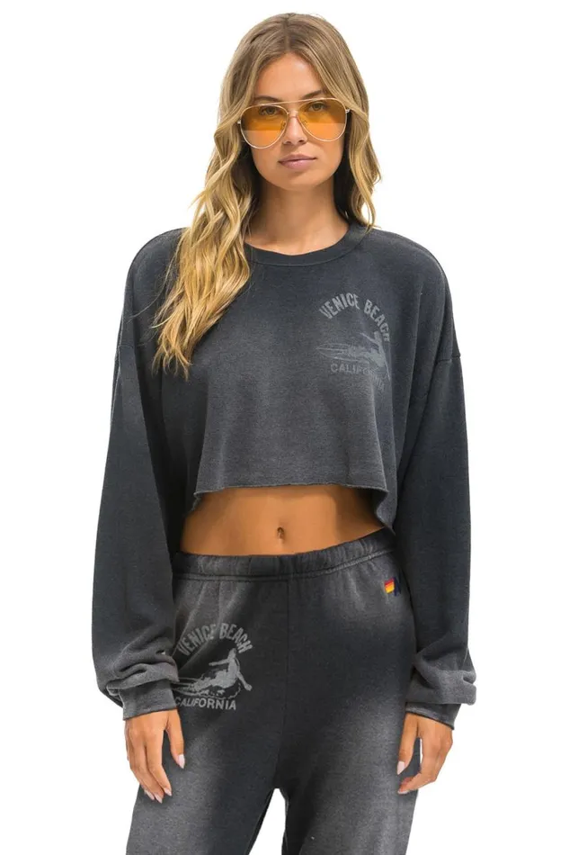 Venice Surfer Cropped Crew Sweatshirt Relaxed 8211 Faded Smoke Women Aviator Nation Sweatshirts Venice Surfer Cropped Crew Sweatshirt Relaxed 8211 Faded Smoke Women Aviator Nation Sweatshirts