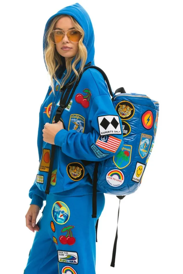 Vintage Patch Puffer Backpack 8211 Snorkel Blue Glossy WomenMen Aviator Nation Backpacks Vintage Patch Puffer Backpack 8211 Snorkel Blue Glossy WomenMen Aviator Nation Backpacks