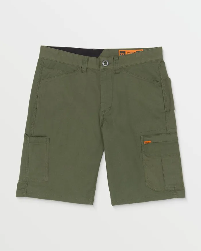 Volcom Workwear Gage Work Shorts 8211 Squadron Green Mens Volcom Shorts