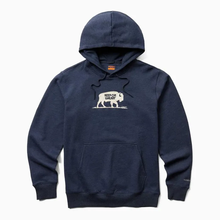 Walking Bison Fleece Hoody Navy Heather Men Merrell Tops