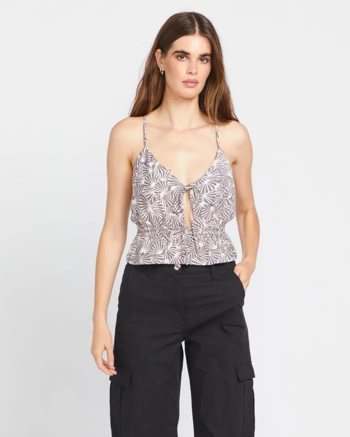 Wat Tha Shell Cami Top 8211 Dark Grey Womens Volcom Tops