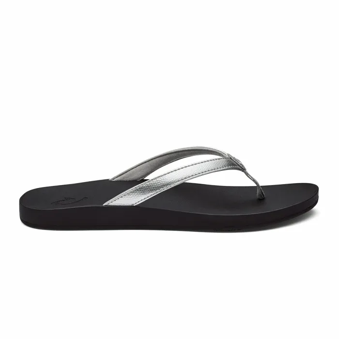 WaterFriendly Women Olukai Puawe Beach Sandals 8211 Silver Black