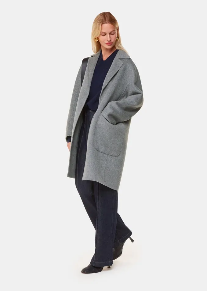 Whistles Coats and Jackets Grey Cassie Double Face Pocket Coat 8211 Women