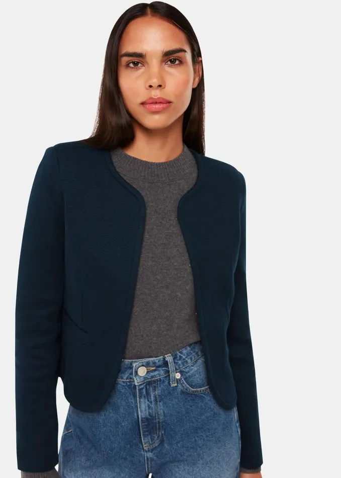 Whistles Coats and Jackets Navy Collarless Jersey Jacket 8211 Women