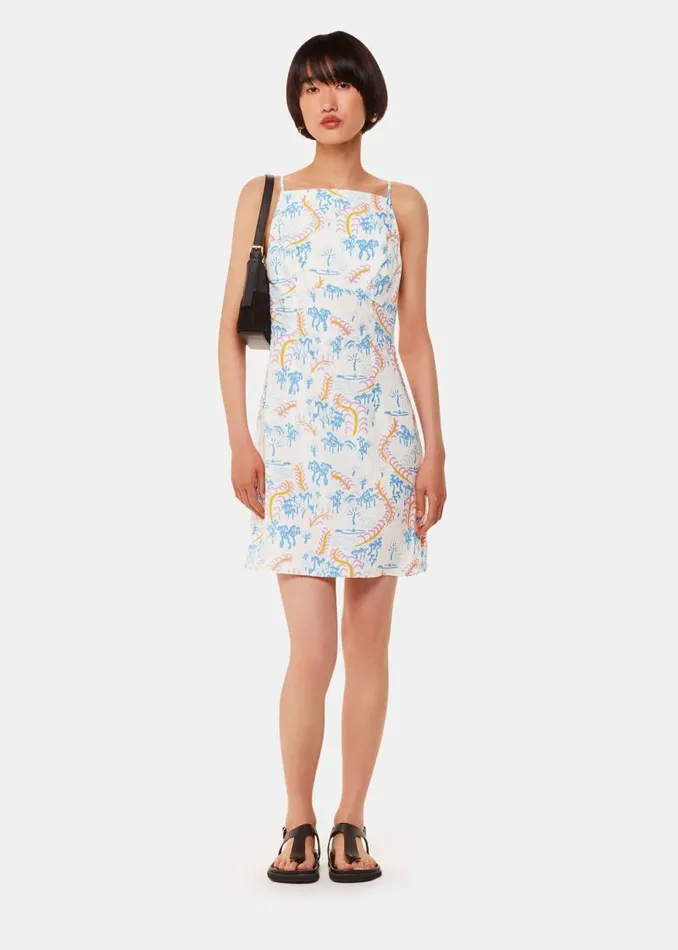 Whistles Dresses Ivory Rainforest Linen Blend Dress 8211 Women