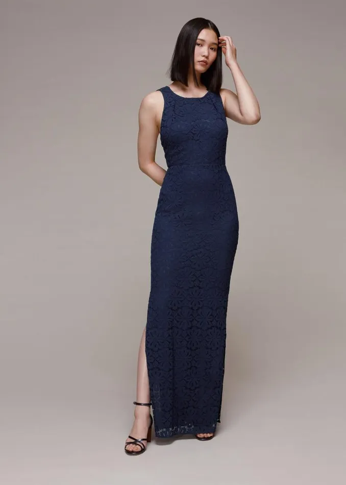Whistles Dresses Navy Lace Tie Back Maxi Dress 8211 Women