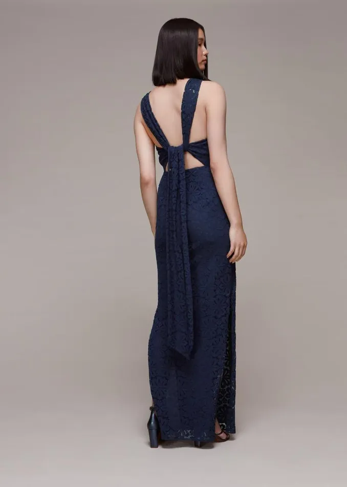 Whistles Dresses Navy Lace Tie Back Maxi Dress 8211 Women