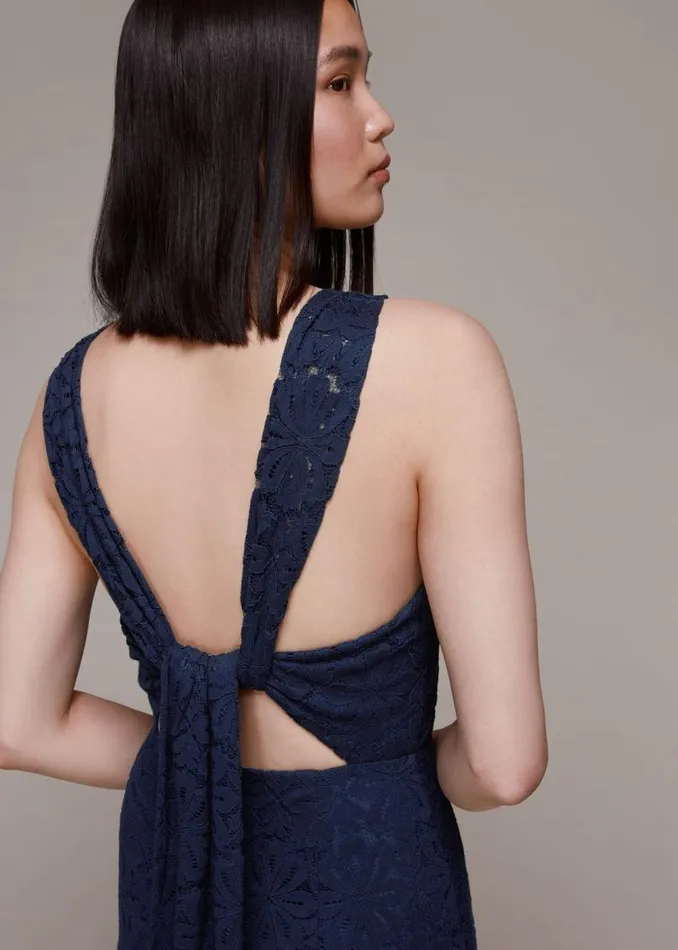 Whistles Dresses Navy Lace Tie Back Maxi Dress 8211 Women