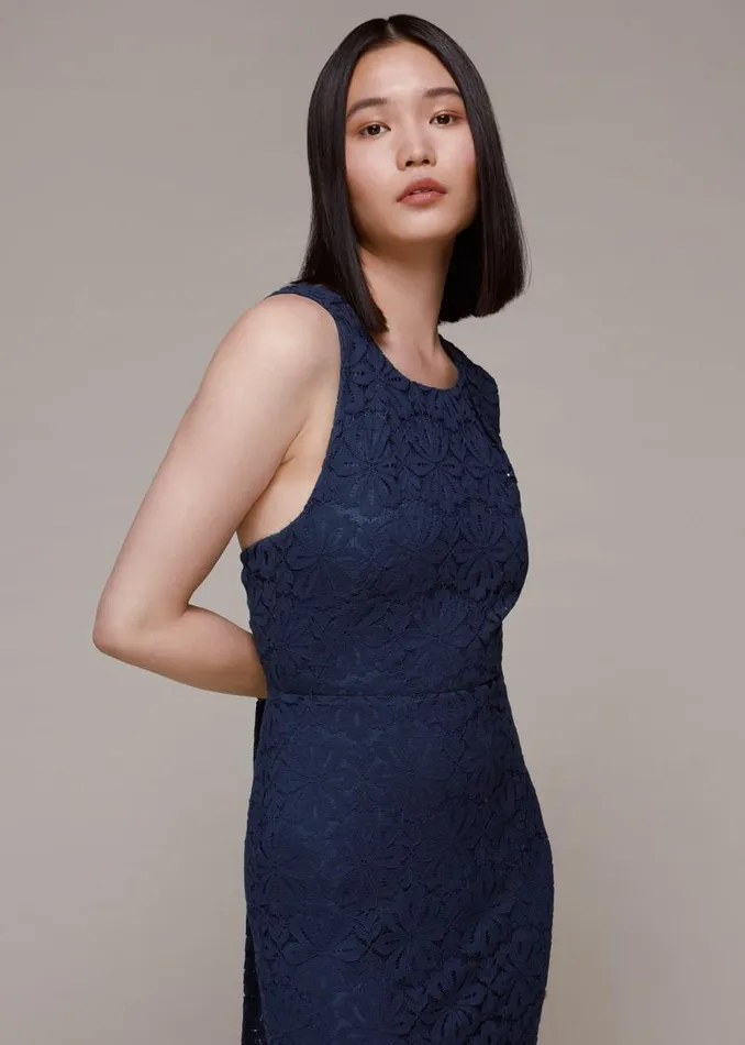 Whistles Dresses Navy Lace Tie Back Maxi Dress 8211 Women