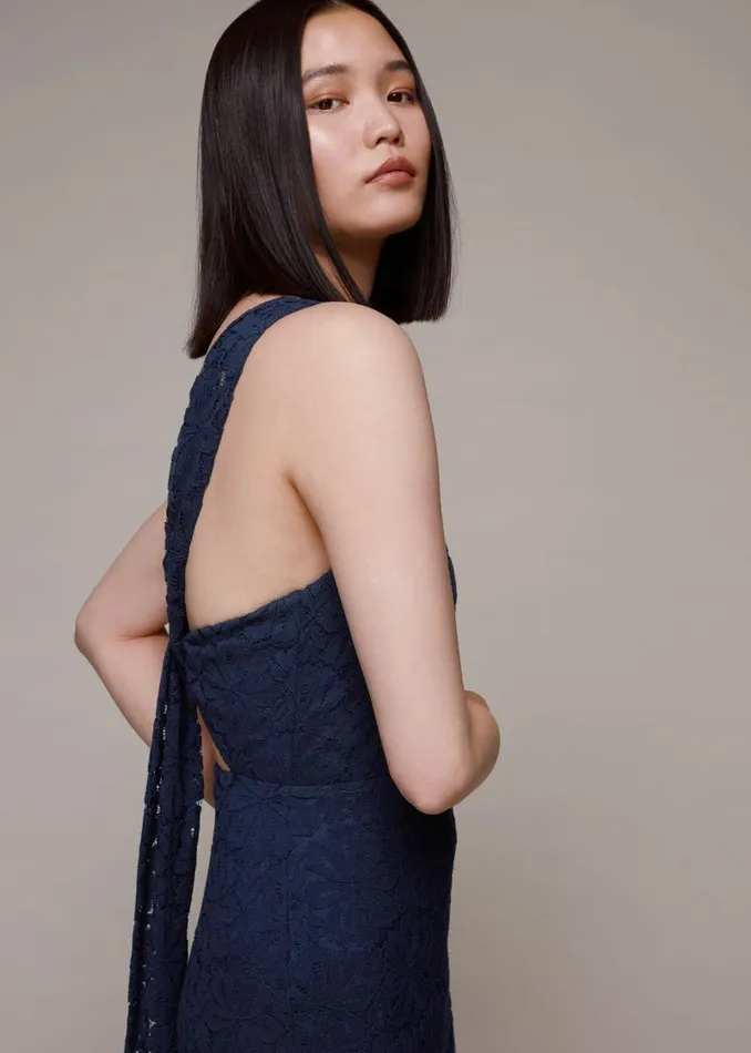 Whistles Dresses Navy Lace Tie Back Maxi Dress 8211 Women