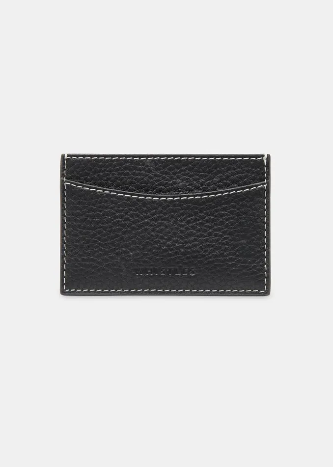 Whistles Leather Black Contrast Stitch Card Holder 8211 Women