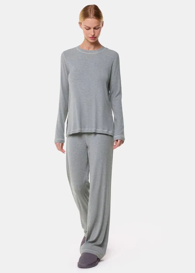 Whistles Pajamas Grey Marl Rib Jersey Pajama Top 8211 Women