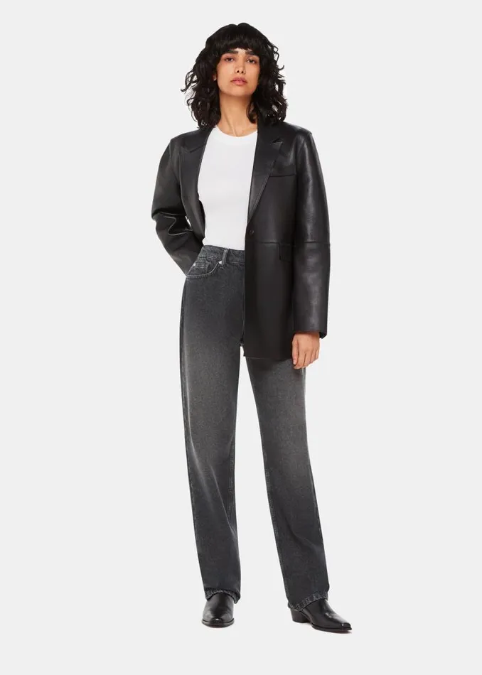 Whistles Pants Washed Black Straight Leg Full Length Jean 8211 Women