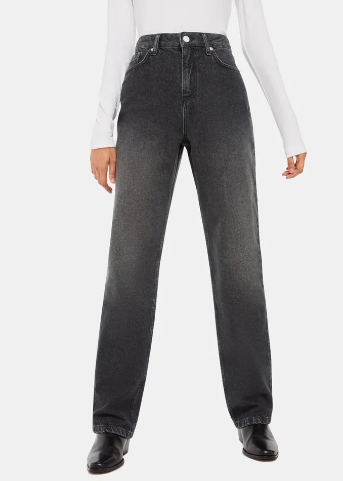 Whistles Pants Washed Black Straight Leg Full Length Jean 8211 Women