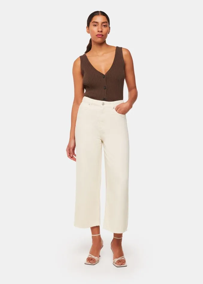 Whistles Pants White Wide Leg Cropped Jean 8211 Women