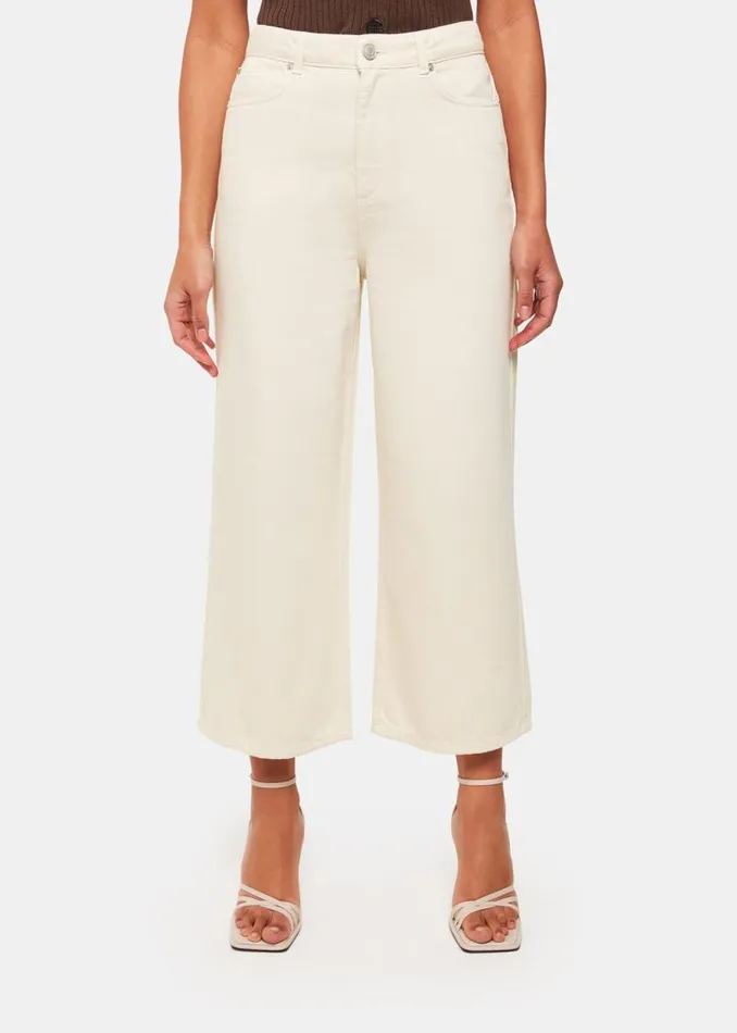 Whistles Pants White Wide Leg Cropped Jean 8211 Women