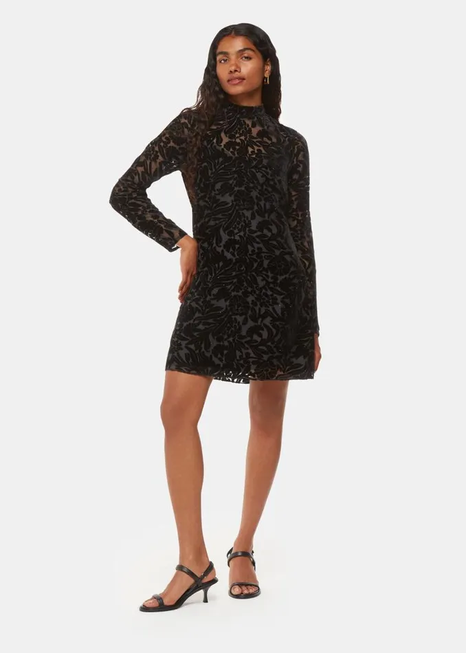 Whistles Petite Dresses and Jumpsuits Black Petite Hot Fix Floral Velvet Dress 8211 Women