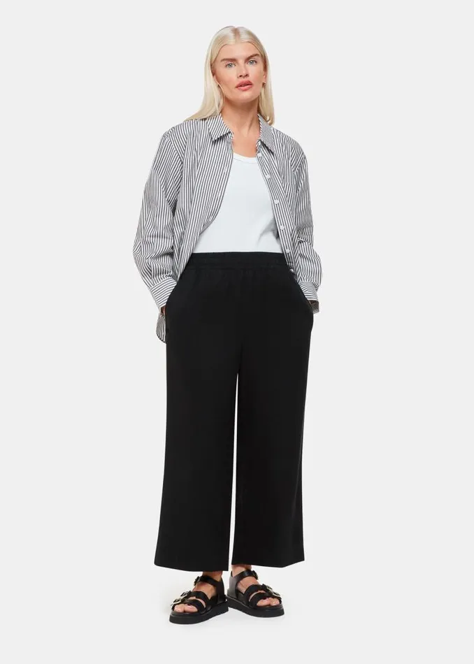 Whistles Petite Pants and Jeans Black Petite Linen Pocket Pants 8211 Women