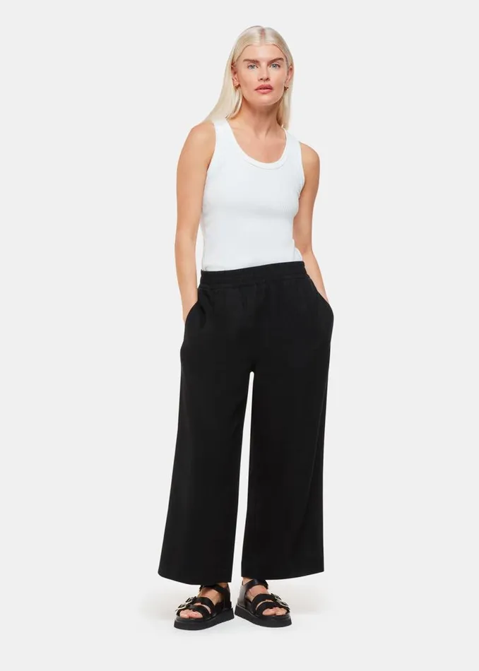 Whistles Petite Pants and Jeans Black Petite Linen Pocket Pants 8211 Women