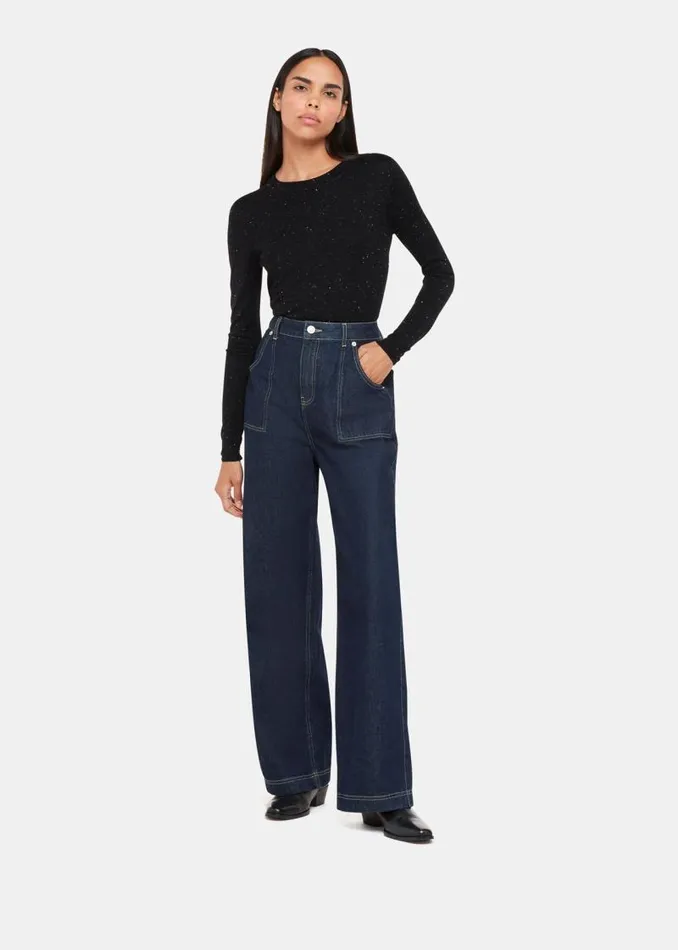 Whistles Sweaters and Cashmere Black Annie Sparkle Crew Neck Sweater 8211 Women