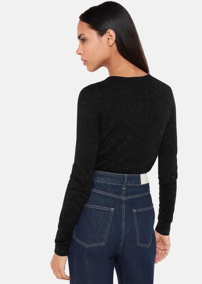 Whistles Sweaters and Cashmere Black Annie Sparkle Crew Neck Sweater 8211 Women