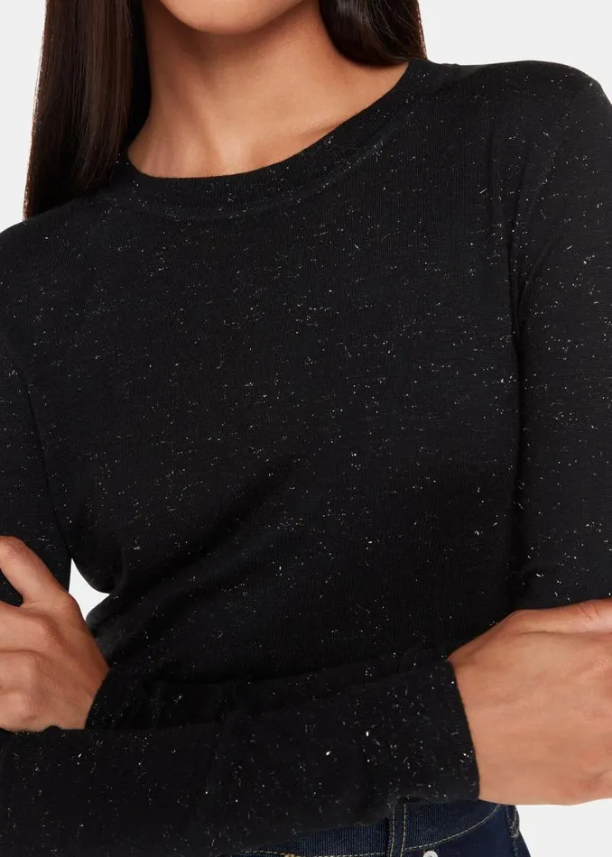 Whistles Sweaters and Cashmere Black Annie Sparkle Crew Neck Sweater 8211 Women