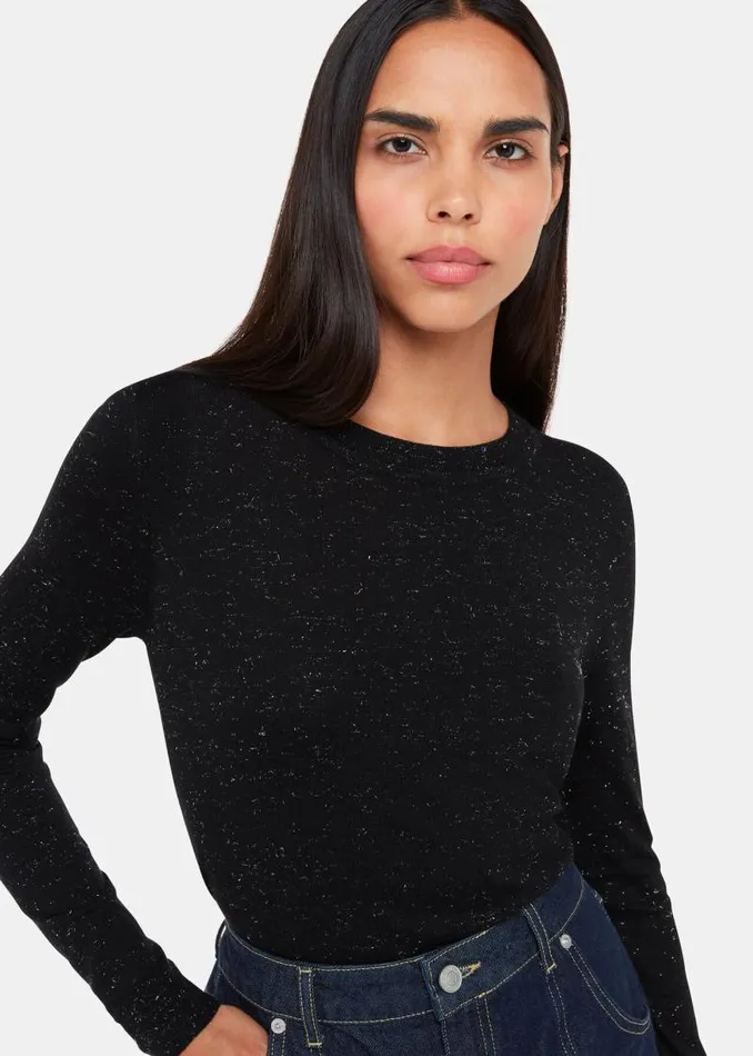 Whistles Sweaters and Cashmere Black Annie Sparkle Crew Neck Sweater 8211 Women