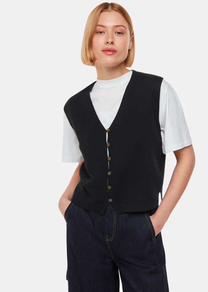 Whistles Sweaters and Cashmere Black Bailey Button Through Tank 8211 Women