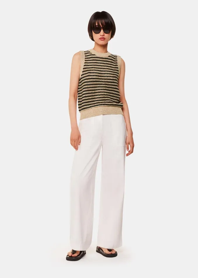 Whistles Sweaters and Cashmere Black Crochet Stripe Tank 8211 Women